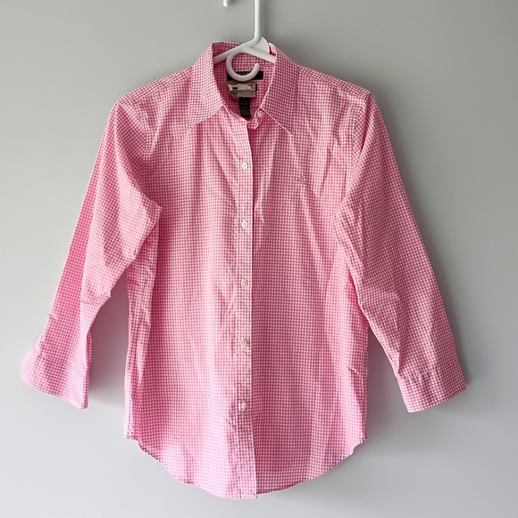 Lauren Ralph Lauren Tops - Lauren Ralph Lauren Cotton Gingham Plaid Button Down Shirt Pink White Small